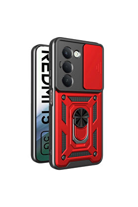 Evi̇mdeyokyok Xi̇aomi̇ Redmi̇ 15 4G Pars Lens Yüzüklü Si̇li̇kon - Kırmızı