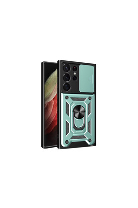 Evimdeyokyok Samsung Galaxy S23 Ultra Kılıf Pars Lens Yüzüklü Silikon - Yeşil