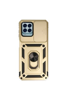 Evimdeyokyok Samsung Galaxy M33 Kılıf Pars Lens Yüzüklü Silikon - Gold