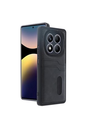Evimdeyokyok Xiaomi Redmi Note 14 Pro 4G Kılıf Sara Kartvizitli Deri Kılıf - Siyah