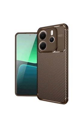Evimdeyokyok Xiaomi Redmi Note 14 4G Kılıf Auto Focus Karbon Kapak - Kahverengi