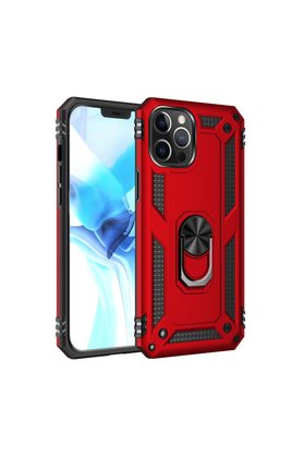 Evimdeyokyok Apple İphone 12 Pro Max Kılıf Sofya Yüzüklü Silikon Kapak - Kırmızı