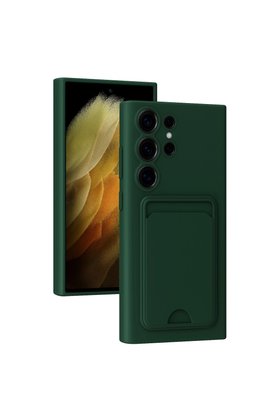 Evimdeyokyok Samsung Galaxy S24 Ultra Kılıf Kelvin Kartvizitli Silikon - Koyu Yeşil
