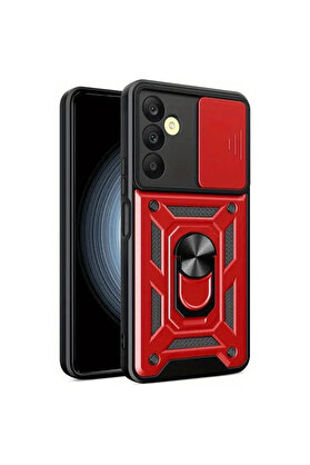 Evi̇mdeyokyok Samsung Galaxy S24 Fe Pars Lens Yüzüklü Si̇li̇kon - Kırmızı