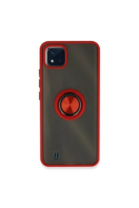 Evimdeyokyok Realme C11 2021 Kılıf Montreal Yüzüklü Silikon Kapak - Kırmızı