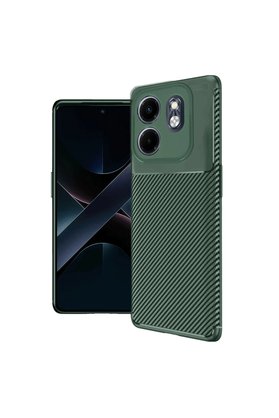Evimdeyokyok İnfinix Smart 9 Kılıf Auto Focus Karbon Kapak - Koyu Yeşil