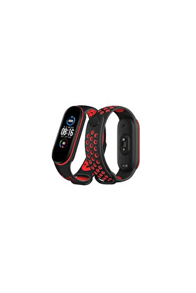 Evi̇mdeyokyok Xi̇aomi̇ Mi̇ Band 7 Spor Deli̇kli̇ Kordon - Si̇yah-Kırmızı