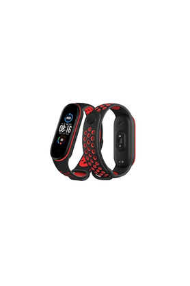 Evi̇mdeyokyok Xi̇aomi̇ Mi̇ Band 6 Spor Deli̇kli̇ Kordon - Si̇yah-Kırmızı