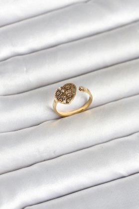Tj 316L Çeli̇k Gold Renk Kalp Model Kadın Yüzük Tj-Byk4172