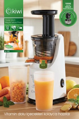 Kiwi KJ-1935 Slow Juicer - Yavaş Meyve Sıkacağı | 200W & 700 ml Hazne & Düşük Devir