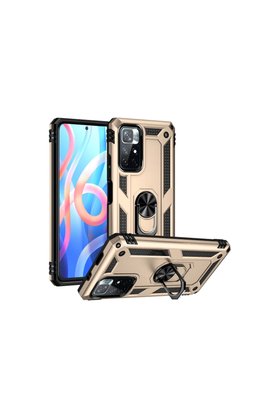 Evimdeyokyok Xiaomi Redmi Note 11T Kılıf Sofya Yüzüklü Silikon Kapak - Gold