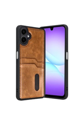 Evimdeyokyok Samsung Galaxy A07 4G Sara Kartvizitli Deri Kılıf - Taba