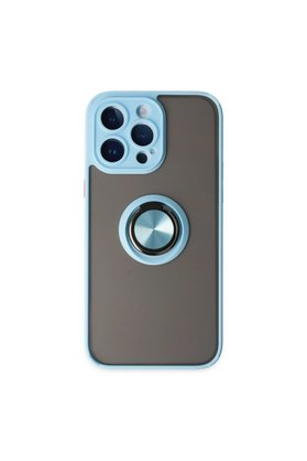 Evimdeyokyok Apple İphone 14 Pro Kılıf Montreal Yüzüklü Silikon Kapak - Buz Mavi