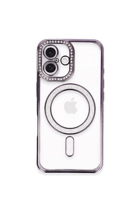 Evimdeyokyok Apple İphone 16 Plus Kılıf Joke Simli Magneticsafe Kılıf - Derin Mor