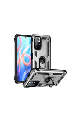 Evimdeyokyok Xiaomi Redmi Note 11T Kılıf Sofya Yüzüklü Silikon Kapak - Gümüş