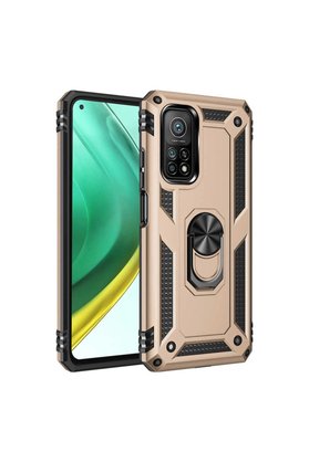Evimdeyokyok Xiaomi Mi 10T Pro Kılıf Sofya Yüzüklü Silikon Kapak - Gold