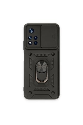 Evimdeyokyok Xiaomi Poco M4 Pro 5G Kılıf Pars Lens Yüzüklü Silikon - Siyah