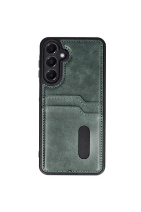 Evimdeyokyok Samsung Galaxy A16 5G Kılıf Sara Kartvizitli Deri Kılıf - Koyu Yeşil