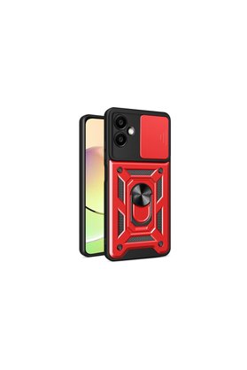 Evimdeyokyok Samsung Galaxy A06 Kılıf Pars Lens Yüzüklü Silikon - Kırmızı