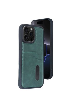 Evimdeyokyok Apple İphone 14 Pro Max Kılıf Sara Kartvizitli Deri Kılıf - Koyu Yeşil