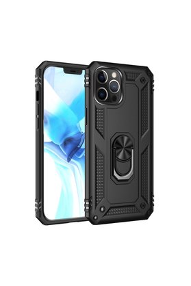 Evimdeyokyok Apple İphone 12 Pro Max Kılıf Sofya Yüzüklü Silikon Kapak - Siyah