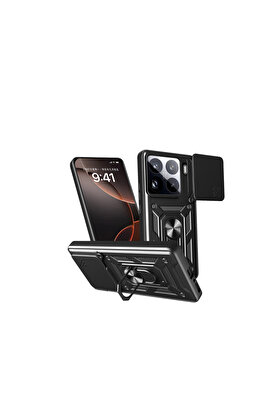 Evi̇mdeyokyok Xi̇aomi̇ Mi̇ 15 Pro Kılıf Pars Lens Yüzüklü Si̇li̇kon - Si̇yah