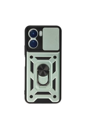 Evimdeyokyok Vivo Y16 Kılıf Pars Lens Yüzüklü Silikon - Yeşil