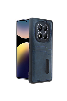 Evimdeyokyok Xiaomi Redmi Note 14 Pro 5G Kılıf Sara Kartvizitli Deri Kılıf - Lacivert