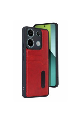 Evimdeyokyok Xiaomi Redmi 15C 4G Sara Kartvizitli Deri Kılıf - Kırmızı