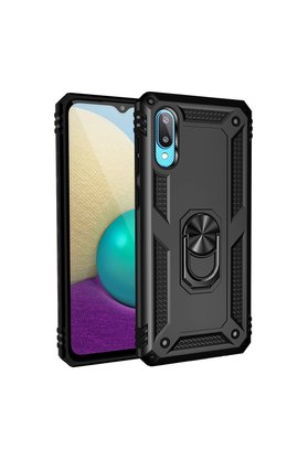 Evimdeyokyok Samsung Galaxy A02 Kılıf Sofya Yüzüklü Silikon Kapak - Siyah