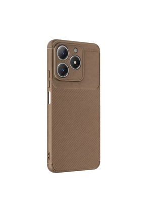 Evimdeyokyok Realme C61 Kılıf Auto Focus Karbon Kapak - Kahverengi