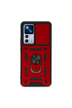 Evi̇mdeyokyok Xi̇aomi̇ Mi̇ 12T Pro Kılıf Pars Lens Yüzüklü Si̇li̇kon - Kırmızı