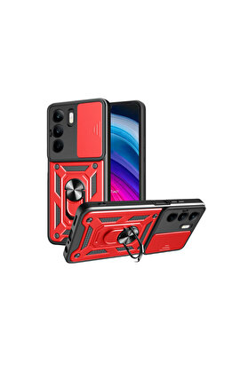 Evi̇mdeyokyok Realme C75 4G Kılıf Pars Lens Yüzüklü Si̇li̇kon - Kırmızı