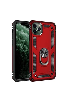 Evimdeyokyok Apple İphone 11 Pro Max Kılıf Sofya Yüzüklü Silikon Kapak - Kırmızı