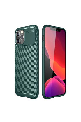 Evimdeyokyok Apple İphone 11 Pro Max Kılıf Auto Focus Karbon Kapak - Yeşil