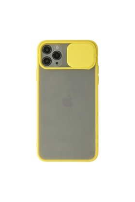 Evimdeyokyok Apple İphone 11 Pro Max Kılıf Palm Buzlu Kamera Sürgülü Silikon - Sarı