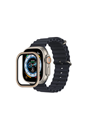 Evi̇mdeyokyok Apple Watch Ultra 49Mm Alümi̇nyum Kasa Cam Ekran Koruyucu - Gold