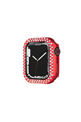 Evi̇mdeyokyok Apple Watch 44Mm Taşlı Kasa - Kırmızı
