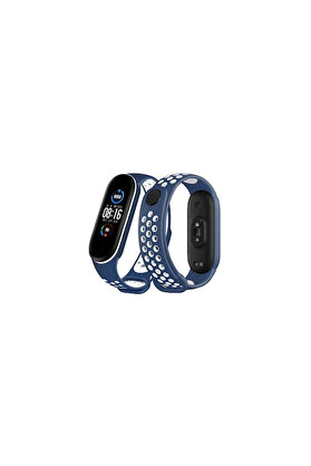 Evi̇mdeyokyok Xi̇aomi̇ Mi̇ Band 6 Spor Deli̇kli̇ Kordon - Laci̇vert-Beyaz