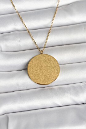 Ru Collective 316L Çelik Gold Renk Ayetel Kürsi Ve Allah Yazılı Kolye - Tj-Bko11055