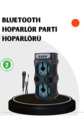Buyx Bluetooth Bağlantılı Taşınabilir Hoparlör – Led Işıklı Fm Radyolu Mikrofo - Buyx3062-354