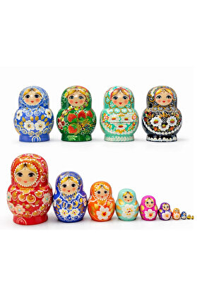 Evimdeyokyok 10 Lu Ahşap Matruşka Seti Alk5380