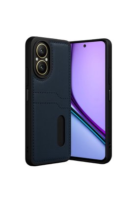 Evimdeyokyok Realme 12 Lite Kılıf Sara Kartvizitli Deri Kılıf - Lacivert