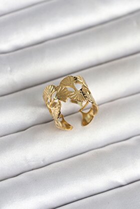 Ru Collecti̇ve 316L Çeli̇k Gold Renk Yelpaze Model Kadın Yüzük - Tj-Byk4159