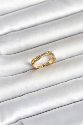 Ru Collecti̇ve 316L Çeli̇k Gold Renk Zi̇rkon Taşlı Kadın Yüzük Tj-Byk4180