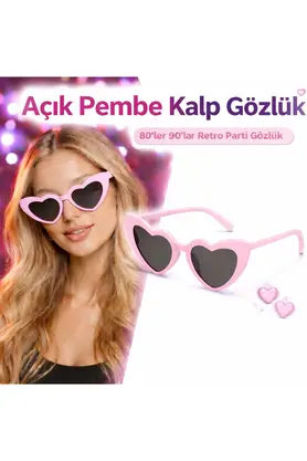 Evi̇mdeyokyok Pembe Retro Kalp Gözlük – 80’Ler 90’Lar Sti̇l Parti̇ Gözlüğü