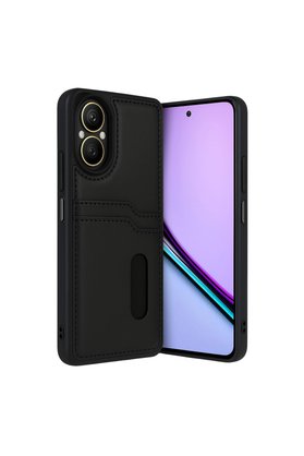 Evimdeyokyok Realme 12 Lite Kılıf Sara Kartvizitli Deri Kılıf - Siyah