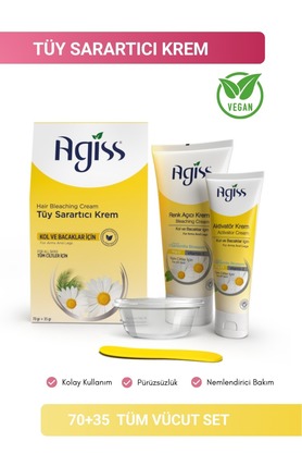 Agiss Doğal Papatya Özlü Tüy Sarartıcı Set Tüy Sarartıcı Krem 70 gr Aktivatör 35 gr