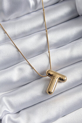 İsiltikidsmoda 316L Çelik Gold Renk Bubble &Quott&Quot Harf Model Kadın Kolye