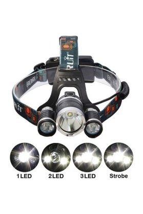 Ethab Ticaret Boruit T6 Kafa Feneri 5000 Lumens 3Xcree Xm-T6+2R5 Lamba Led Kamp Lambası
